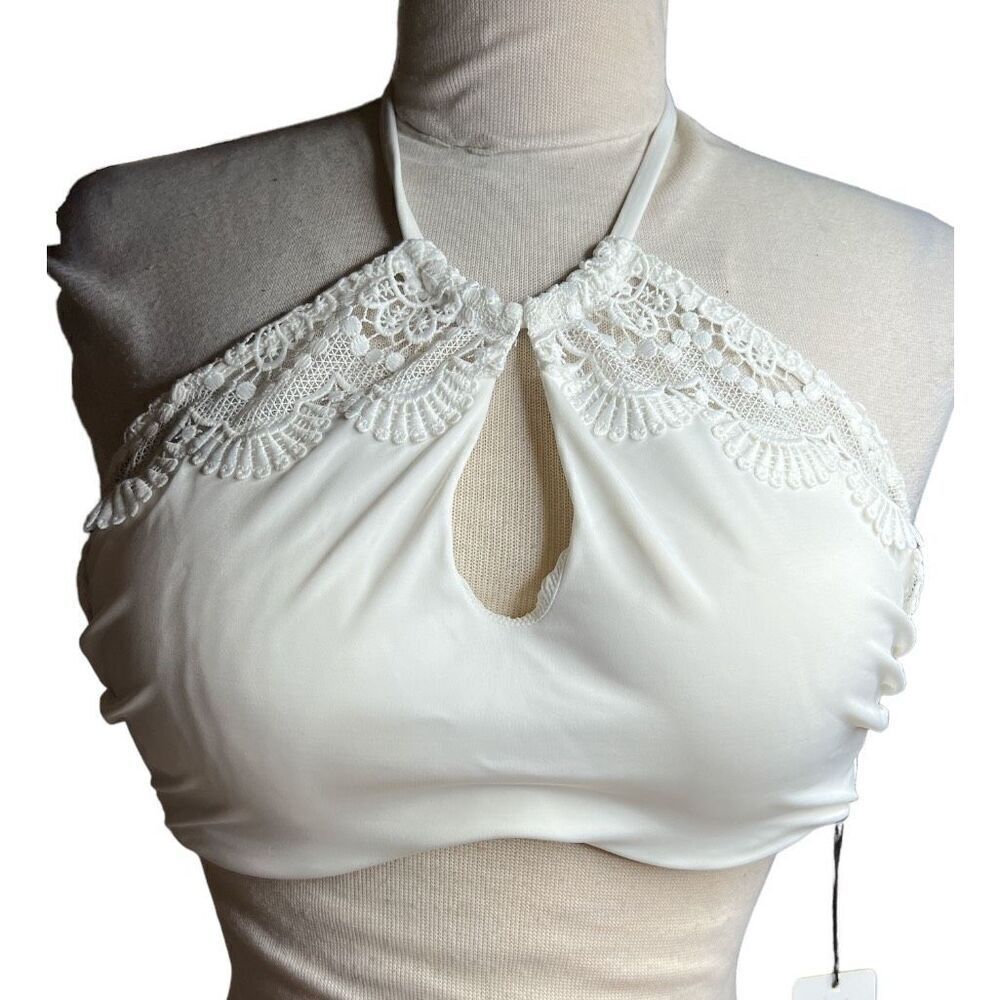 A.Che Britta Halter Bikini Top in White Bora Bora NWT 32C/34B/36A - Picture 1 of 6